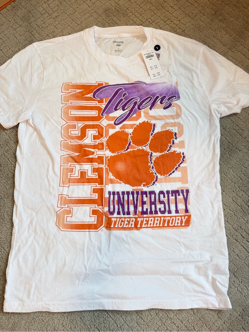 Hollister White Tee with Purple Graphic
